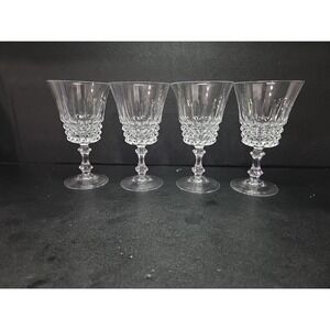 W.M. Dalton Crystal Goblets, Lead Crystal Wine‎ Glasses, Set of 4, Vtg Stemware